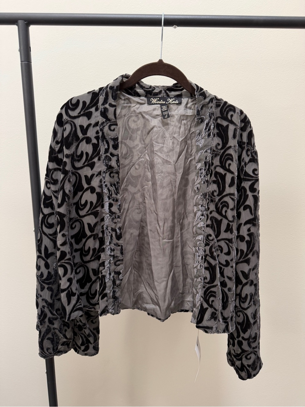 Winter Kate Velvet Burnout Jacket in Gray and Black